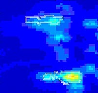 Radar images of stacks from an idling nuclear power plant