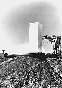 A picture of the BORAX-I reactor during an excursion